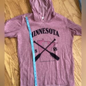 Dusty Rose Minnesota lightweight Boucle Textured Hoodie Sweet Gisele EUC Sz Sm/M